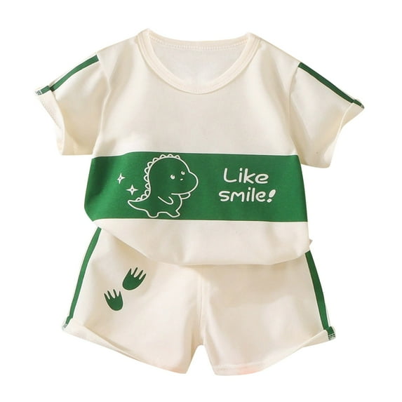 Ymyiu Baby Boy Summer Outfit Set Infant Toddler Baby Boy Summer T-Shirt Shorts Outfits Short Sleeve Tee Tops Clothes Set 18-24 Months (Green,18-24 Months)