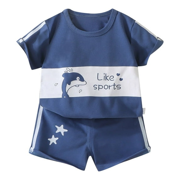 Ymyiu Baby Boy Summer Toddler Baby Boy Summer Outfit Short Sleeve Hooded Top Casual Shorts Set Infant Newborn Clothes 4T 5T (Blue,4-5 Years)