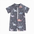 thumbnail image 1 of Ymyiu Baby Boy Swimsuit with Hat Boys One Piece Rash Guard Swimsuit Short Sleeve Water Sport Bathing Suits UPF 50+ Sun Protection 12-18 Months (Grey,12-18 Months), 1 of 4