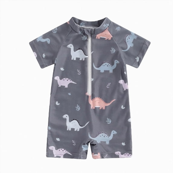 Ymyiu Baby Boy Swimsuit with Hat Boys One Piece Rash Guard Swimsuit Short Sleeve Water Sport Bathing Suits UPF 50+ Sun Protection 12-18 Months (Grey,12-18 Months)