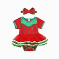 thumbnail image 1 of Ymyiu Baby Girl Romper Dress Short Sleeve Newborn Infant Baby Girl Summer Clothes Romper Cute Toddler Outfits for Girls 6 9 Months (Red,6-9 Months), 1 of 6