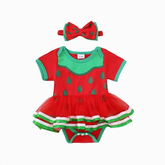 Ymyiu Baby Girl Romper Dress Short Sleeve Newborn Infant Baby Girl Summer Clothes Romper Cute Toddler Outfits for Girls 6 9 Months (Red,6-9 Months)