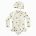 thumbnail image 1 of Ymyiu Baby Girl Swimsuit Infant Rash Guard Baby Toddler Girls Swimsuit One Piece Long Sleeve Rash Guard Bathing Suit UPF 50+ Sun Protection 5T 6T (Light Yellow,5-6 Years), 1 of 4
