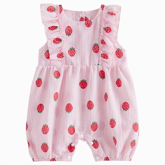 Ymyiu Baby Girls' Dresses Summer Clothes Toddler Baby Girl Romper Jumpsuit Overall Pants Sleeveless Halter One Piece Outfit 0 3 Months (Watermelon Red,0-3 Months)