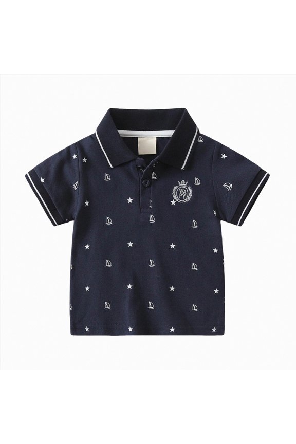 Baby Polo Shirt Boy Boys School Uniform Short Sleeve Polo Soft & Comfortable Jersey 2T 3T(Navy, 2-3 Years)
