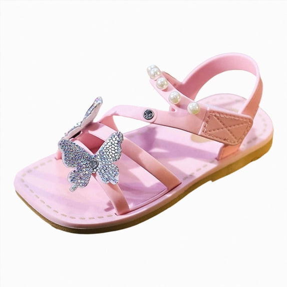 Ymyiu Baby Sandals Girl Girl's Bow Flat Slip On Sandals Cute Fashion Trendy Summer Vacation Round Open Toe Summer Slides Sandal Size 3.5 (Beige,Big Kids 3.5)
