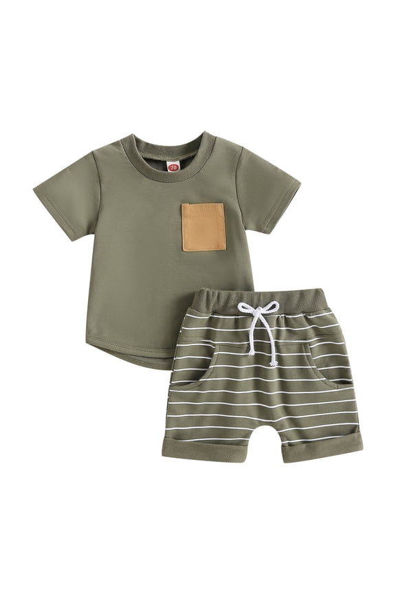 Baby Summer Clothes Boy Boys Summer Breathable Sports Set Short Sleeve T-Shirt & Casual Shorts for Kids Daily Play 3T 4T (AG,3-4 Years)