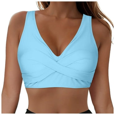 Ymyiu Bathing Suit for Women Bikini Women Underwire Bikini Tops - Push Up Swim Top Only Bra Padded Bathing Suit Top 2025 Swimsuit Tops (Light Blue,XL)