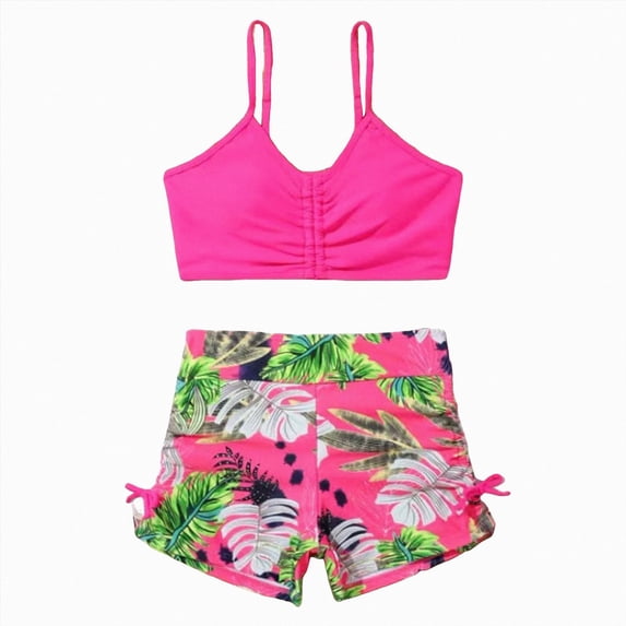 Ymyiu Bikinis for Teens Baby Girls' 2 Piece Swimsuit Toddler Girl Bikini Bathing Suit Summer Beach Tankini Swimwear Size 11-12 Years (Hot Pink,11-12 Years)