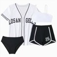thumbnail image 1 of Ymyiu Bikinis for Teens Girls Swimsuit Bikini Set Color Block with Cover Up 3Pcs Bathing Suits Size 10-11 Years (Black,10-11 Years), 1 of 6