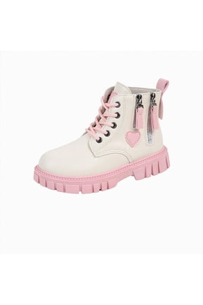 Boots Kids Toddler Girls Boots, Side Zipper Lace Up Boots Size 12.5(Red, Little Kids 12.5)