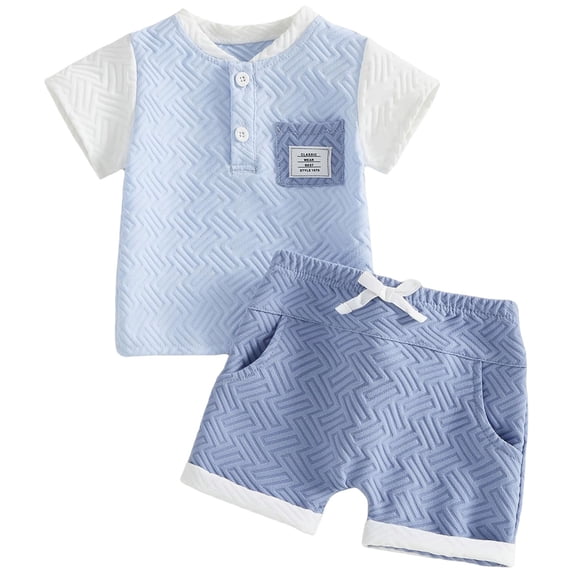 Ymyiu Boy Clothes Toddler Boy Summer Clothes Baby T-Shirt Tops+Shorts 2PCS Outfits Set 12-18 Months (Blue,12-18 Months)