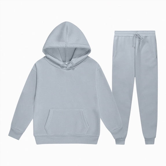 Ymyiu Boy Pant Set Winter Boys' Clothing Sets, 2-Piece Hoodie & Pants Outfits for Boys Lightweight Fall & Spring Clothing Sets Size 12-13 Years(Light Gray, 12-13 Years)