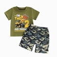 thumbnail image 1 of Ymyiu Boy Summer Outfits Toddler Baby Boy Summer Outfit T-Shirts Top Shorts Set Infant Boy Summer Clothes 3T 4T (Dark Green,3-4 Years), 1 of 4