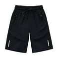 thumbnail image 1 of Ymyiu Boys Athletic Shorts with Liner Boys' School Uniform Flat Front Shorts Moisture Wicking Performance Fabric Wrinkle & Fade Resistant 5T 6T (Black,5-6 Years), 1 of 2