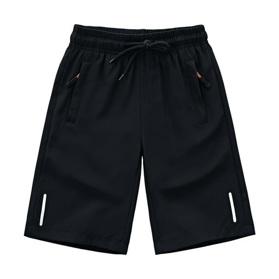 Ymyiu Boys Athletic Shorts with Liner Boys' School Uniform Flat Front Shorts Moisture Wicking Performance Fabric Wrinkle & Fade Resistant 5T 6T (Black,5-6 Years)