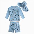 thumbnail image 1 of Ymyiu Boys Bathing Suit Toddler Baby Boys Swimsuits Trunk Long Sleeve Top Shorts Two Pieces Bathing Suit Swimwear Outfit 6-12 Months (Blue,6-12 Months), 1 of 6