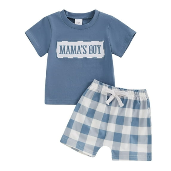 Ymyiu Boys' Clothing Sets Infant Baby Boys Summer Clothes Sets Outfits Short T-Shirt Elastic Shorts Set Toddler Clothes 0-6 Months (Blue,0-6 Months)