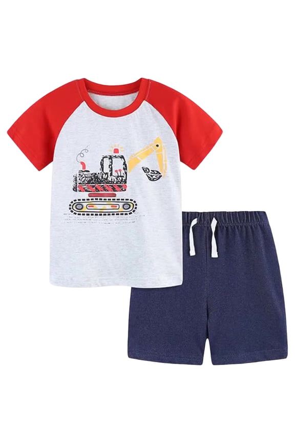 Boys' Clothing Sets Toddler Baby Boy Summer Clothes Short Sleeve T-Shirt Tee Tops Shorts Infant Outfits Size 7-8 Years (Beige,7-8 Years)