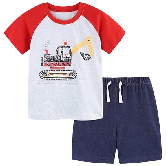 Ymyiu Boys' Clothing Sets Toddler Baby Boy Summer Clothes Short Sleeve T-Shirt Tee Tops Shorts Infant Outfits Size 7-8 Years (Beige,7-8 Years)