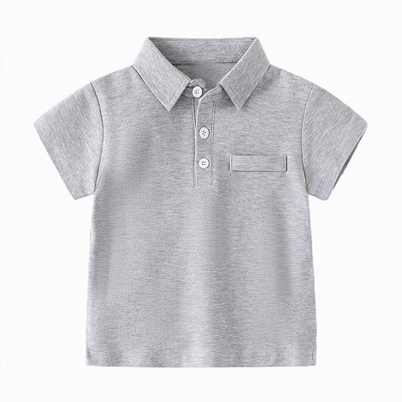 Ymyiu Boys Collared Shirt Boys Polo Short Sleeve Active Collared Shirt Funny Sport Clothes 3T 4T(Grey, 3-4 Years)