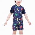 thumbnail image 1 of Ymyiu Boys One Piece Swimsuit Boys One Piece Rash Guard Swimsuit Kid Water Sport Short Swimsuit UPF 50+ Sun Protection Bathing Suits 3T 4T (Dark Blue,3-4 Years), 1 of 5