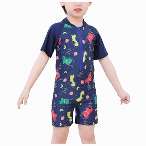 Ymyiu Boys One Piece Swimsuit Boys One Piece Rash Guard Swimsuit Kid Water Sport Short Swimsuit UPF 50+ Sun Protection Bathing Suits 3T 4T (Dark Blue,3-4 Years)