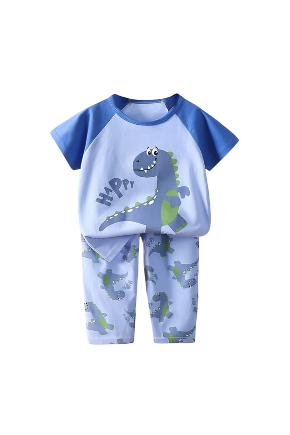 Boys Pajamas Boys Pajamas Sets Short Sleeve T-Shirt and Shorts 2-Piece Sleepwear Summer Loungewear for Kids 2T 3T (Purple,2-3 Years)