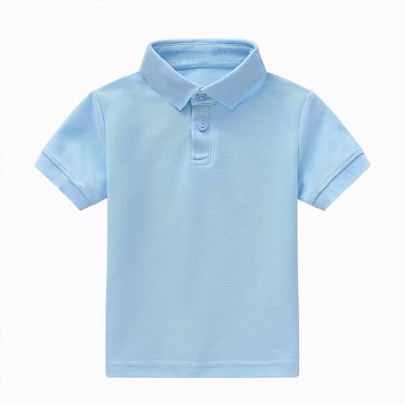 Ymyiu Boys Polo Short Sleeve Boys School Uniform Short Sleeve Polo Soft & Comfortable Jersey Size 9-10 Years(Sky Blue, 9-10 Years)