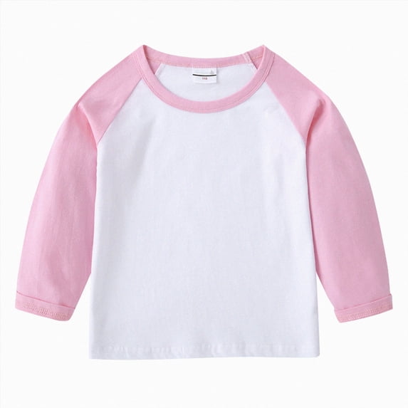 Ymyiu Boys School Long Sleeve Shirt Long Sleeve Shirt Soft Stretch Crewneck Tee 1-Pack Soft,Stretchy Fabric Stays Gentle On Skin,Wicks Moisture 12-18 Months(Pink, 12-18 Months)