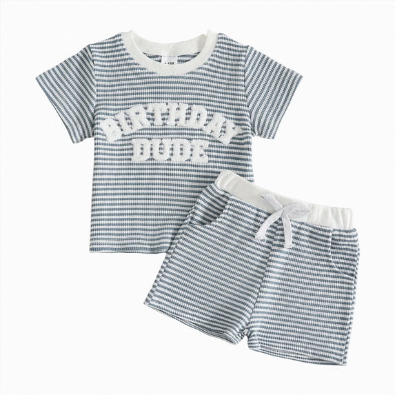 Ymyiu Boys' Shirt and Short Outfits 2 Pcs Toddler Short Sleeve Outfit Set Soft Breathable Shirt and Shorts for Daily Wear Clothes 12-18 Months (Sky Blue,12-18 Months)