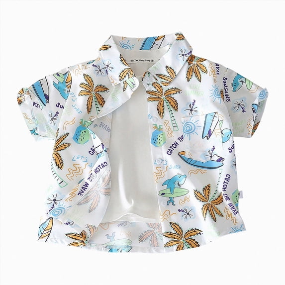 Ymyiu Boys Shirt Short Sleeve Boys Dress Shirts Short Sleeve Casual Button Down Shirts Lightweight Breathable Loose Fit Summer Beach Clothes 3T 4T(Light Blue, 3-4 Years)
