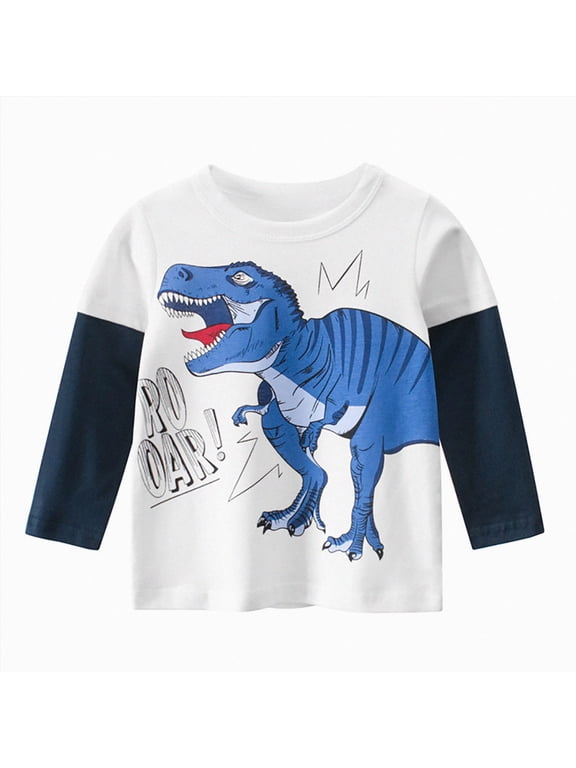 Boys Shirts Boys Shirts Long Sleeve T-Shirts Tshirts Toddler Clothes Classic Fit Tees Soft Breathable Tops Play Daily Wear Easy Care Size 6-8 Years(White, 6-8 Years)
