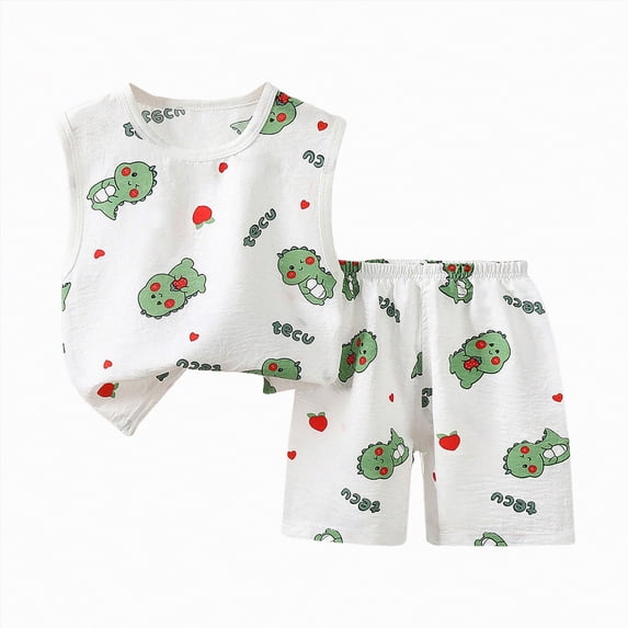 Ymyiu Boys Summer Pajamas Little Boys Pajamas for Toddler Clothes Set Sleepwear Short Sleeve Cotton 2 Piece Kids Pjs 6-12 Months (Green,6-12 Months)