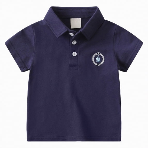 Ymyiu Boys Uniform Shirts Baby & Toddler Boy Short Sleeve Polo Shirt Unisex Soft Tee 2T 3T(Navy, 2-3 Years)
