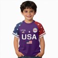 thumbnail image 1 of Ymyiu Boys Usa Shirt Toddler Boys American Flag Memorial Day Shirt for Kids Girls Patriotic T-Shirts Tops Graphic Tee Short Sleeve 12-13T, Purple, 1 of 3