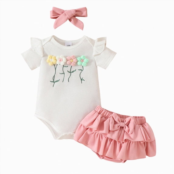Ymyiu Cute Baby Girl Clothes Newborn Baby Girl Outfits Infant Letter Print Romper+Tutu Skirt Coming Home Clothes Set 3 6 Months (White,3-6 Months)