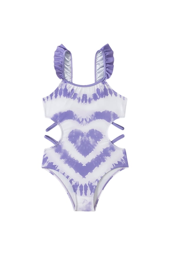 Toddler Swimsuit Girls Swimsuit One Piece Bathing Suit Colorblock Swimwear with Chest Pad 5T 6T (Purple,5-6 Years)