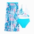thumbnail image 1 of Ymyiu Girl Bathing Suit Girl's 3 Piece Bikini Bathing Suit Printed Sport Swimsuits with Shorts Cover Up Sets Teen Girl's Swimwear Size 11-12 Years (Light Blue,11-12 Years), 1 of 7