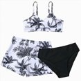 thumbnail image 1 of Ymyiu Girls Bikini Swimsuit Girls Swimsuits 3 Piece Bathing Suit Printed Criss Cross Bikini Set with Cover Up Skirt Beach Swimwear Size 13-14 Years (Black,13-14 Years), 1 of 8