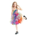 thumbnail image 1 of Ymyiu Girls' Dresses Girls Sequin Party Dress Sparkle Formal Birthday Pageant Prom Three-Layer Tulle Dress Size 6-8 Years (Yellow,6-8 Years), 1 of 4