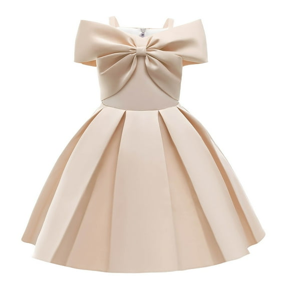 Ymyiu Girls Formal Dress Girls Lace Flower Ruffle Dress Chiffon Halter A Line High Low Flowy Junior Bridesmaid Dresses for Wedding Party 3T 4T (Beige,3-4 Years)