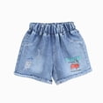 thumbnail image 1 of Ymyiu Girls Jean Shorts Little Girls Jean Shorts Denim Elastic Waist Drawstring Shorty Shorts for Teen Girls 5T 6T (Red,5-6 Years), 1 of 4