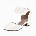thumbnail image 1 of Ymyiu Girls Sandals Girls High Heels Sandal for Girls Open Toe Ankle Buckle Strap Dress Shoes for Little Big Kids In Party Block Chunky Pump Sandals Size 1.5 (White,Big Kids 1.5), 1 of 9