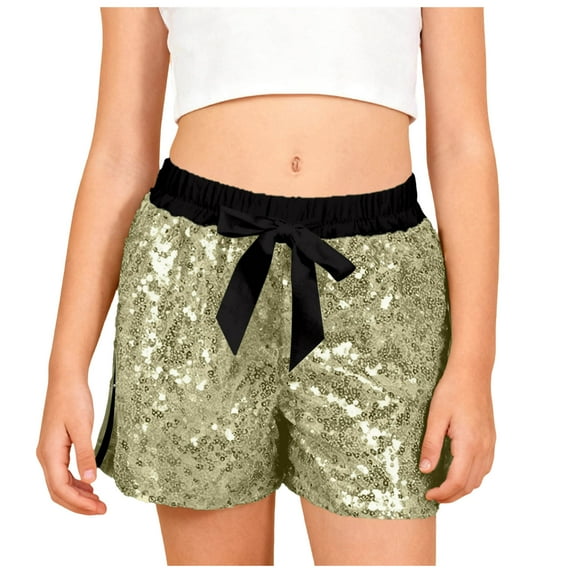 Ymyiu Girls' Shorts Athletic Shorts for Girls Running Tennis Shorts Girls 2-In-1 Double Layer Quick-Drying Comfy Shorts 5T 6T (Gold,5-6 Years)