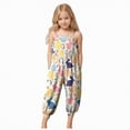 thumbnail image 1 of Ymyiu Girls Summer Jumpsuit Girls Jumpsuit Kids Flutter Sleeve Belted Wide Leg Romper One Piece Summer Outfits Size 7-8 Years(Light Yellow, 7-8 Years), 1 of 7