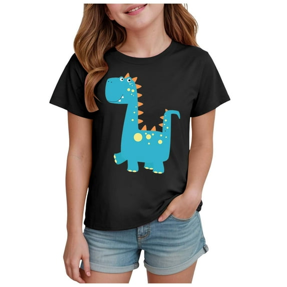 Ymyiu Girls Tee Shirts Baby Girls and Toddler Trends Short Sleeve Graphic T-Shirts 2T 3T(Black, 2-3 Years)