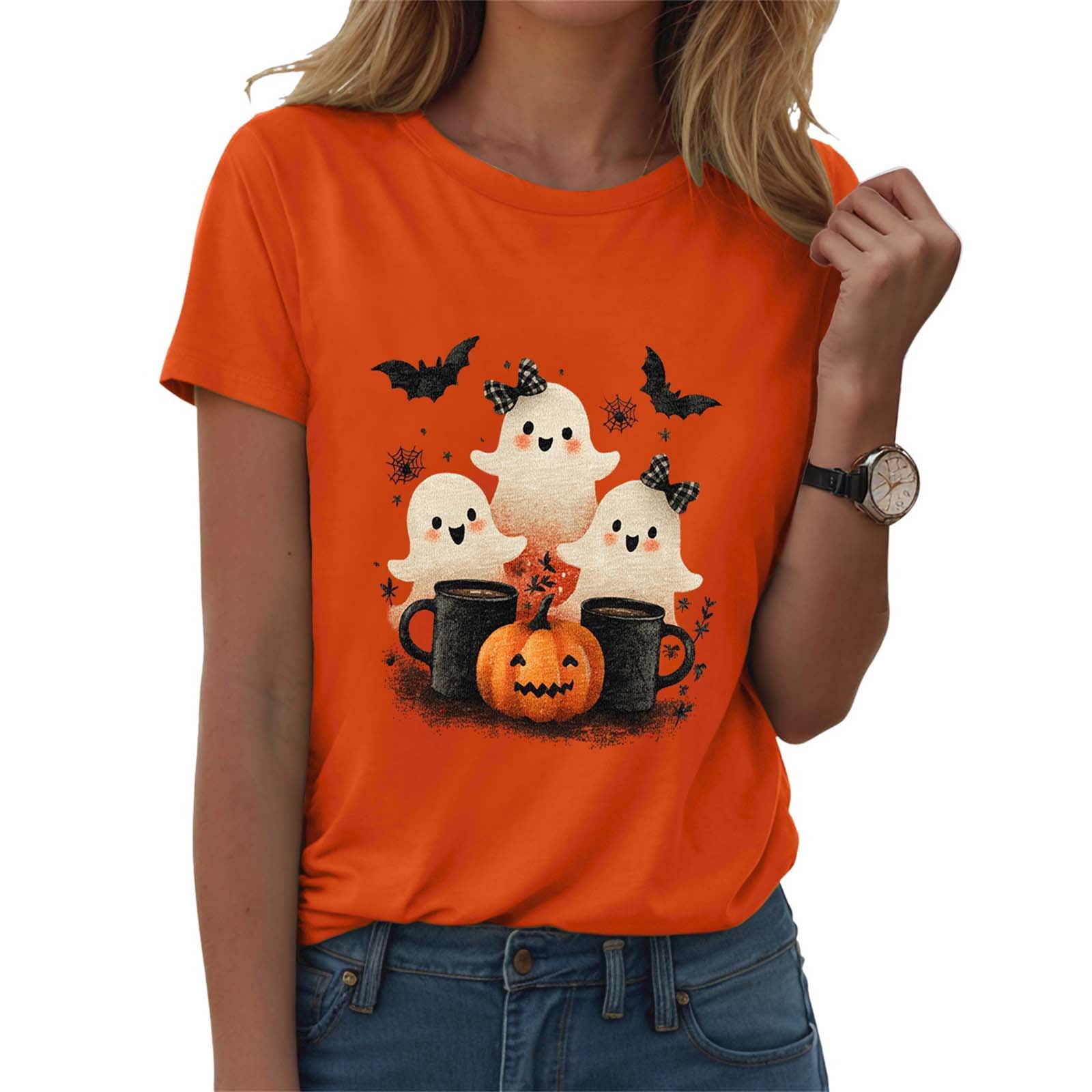 Ymyiu Halloween Tshirts Women Halloween Shirt Women Letter Print ...