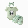 thumbnail image 1 of Ymyiu Infant Baby Girl Clothes Baby Girls Summer Outfits Sets Ribbed Short Sleeve Romper with Shorts for Toddler Outdoor Play Relaxed Fit Baby Wear 0 3 Months (Light Green,0-3 Months), 1 of 6