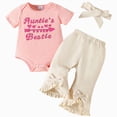thumbnail image 1 of Ymyiu Infant Girl Clothes Newborn Baby Girl Outfit Set Short Sleeve Print Romper Top with Pants Set Baby Girl Clothes 6 9 Months (Pink,6-9 Months), 1 of 9